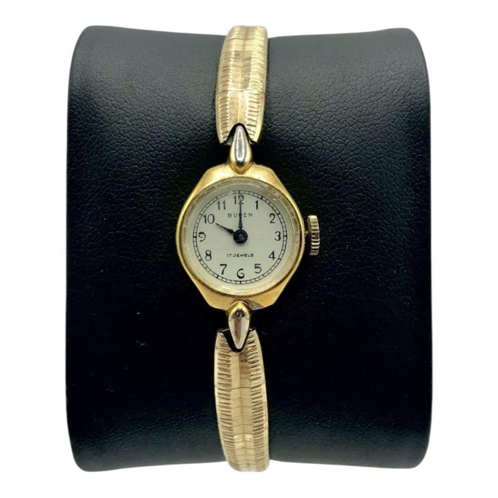 Buren 10k Gold Ladies 17 Jewel Rgp Mechanical Wind Watch